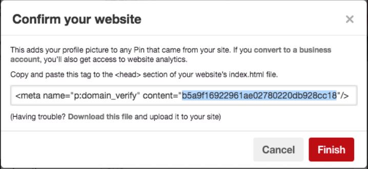 Pinterest Verifizierungscode