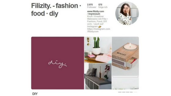Pinterest Account von Filizity