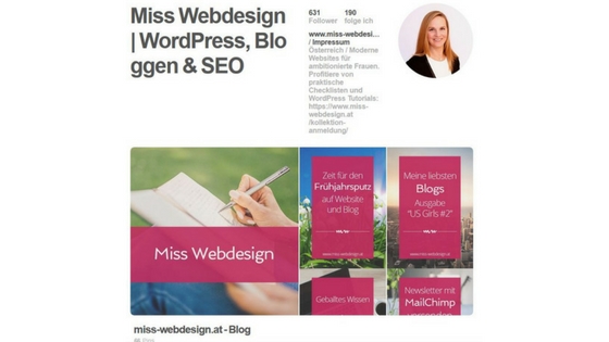 So bringt Pinterest Erfolg 7 Pinterest Account Miss Webdesign