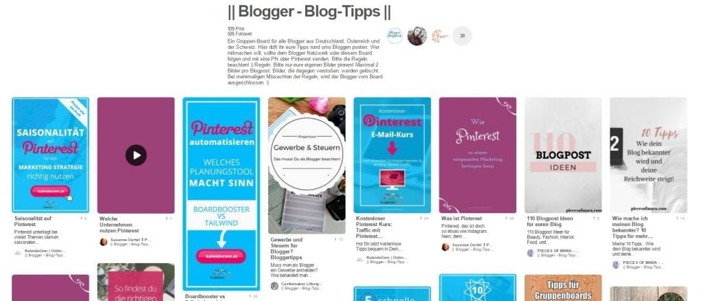Gruppenboard Blogger Netzwerk Blog Tipps