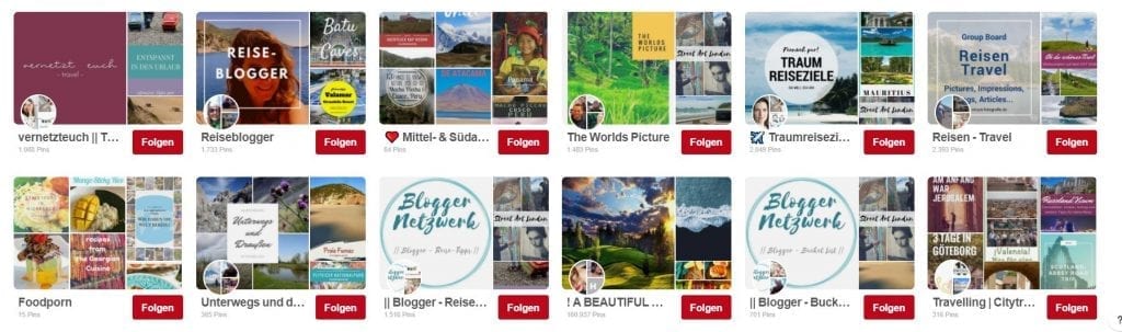 Reiseblogger Gruppenboards