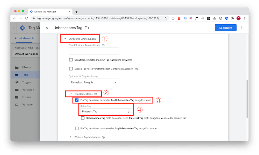 Pinterest Tag mit Pageview Ereignis Schritt 2