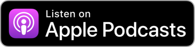 Ein rechteckiger schwarzer Button mit dem Apple-Podcasts-Logo und dem Text "Listen on Apple Podcasts" in weiß, der sich perfekt zum Verfolgen von Pin Bites eignet.